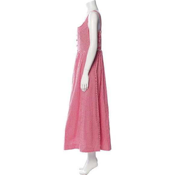 Caroline Constas womens Cotton Midi Dress size Medium Red & White Gingham Check - Picture 3 of 6